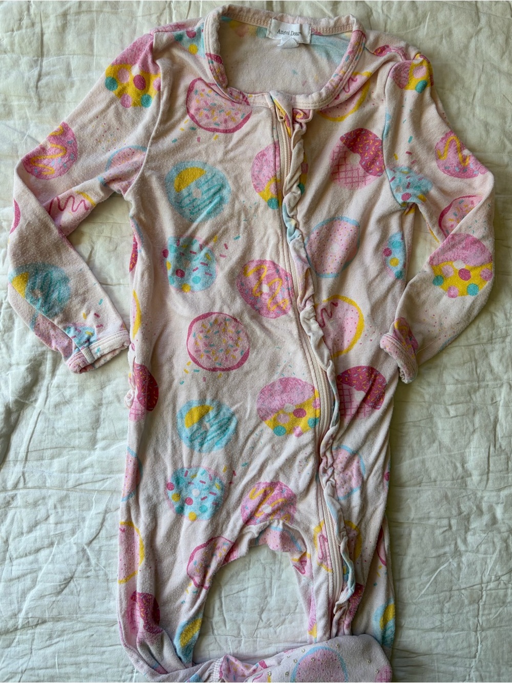 Angel Dear Donut Print Sleeper with ruffle bottom, 12-18 months